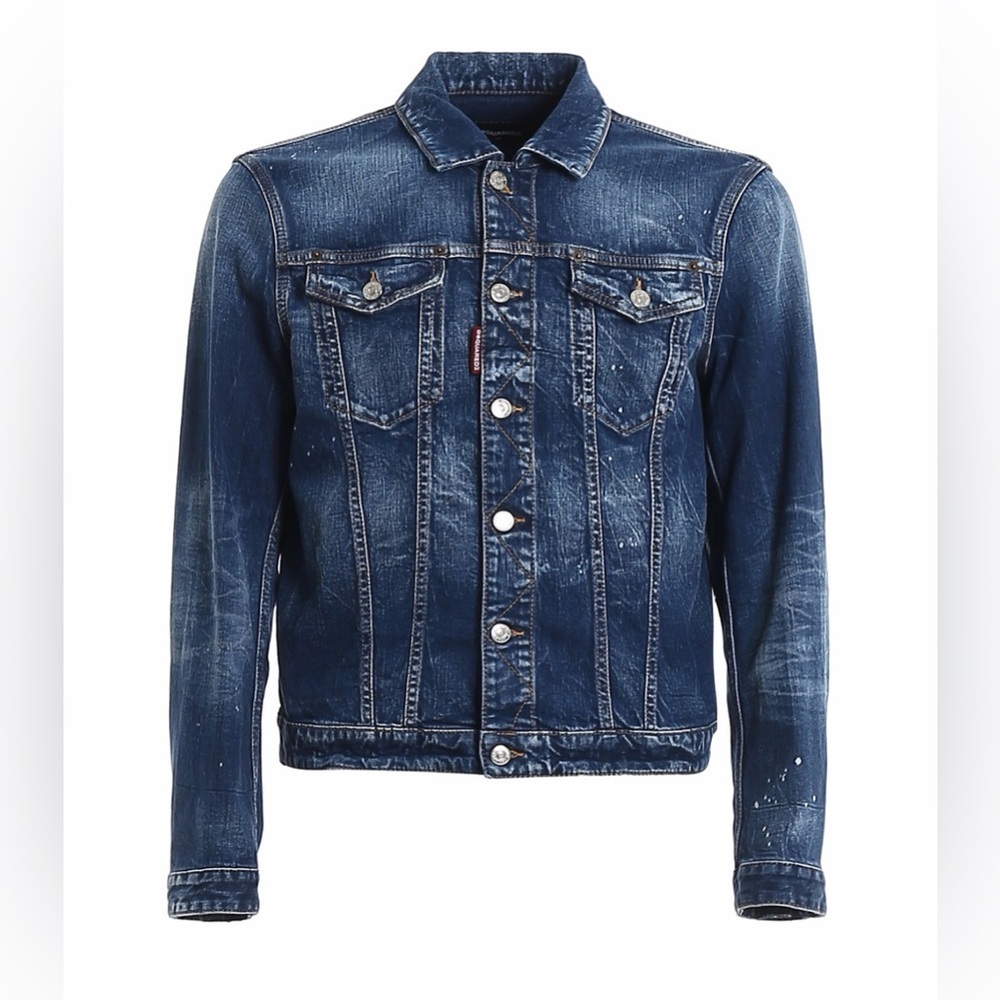 Dsquared2 Men’s Blue Denim Dan Icon Wash Jacket sz IT 50 EUC